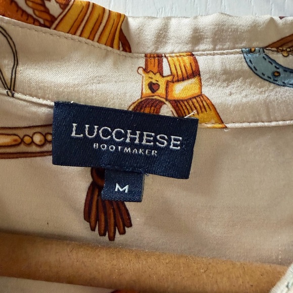 Lucchese Equestrian Print Shirt in Cream and Brown - Western silk blouse - Picture 4 of 4